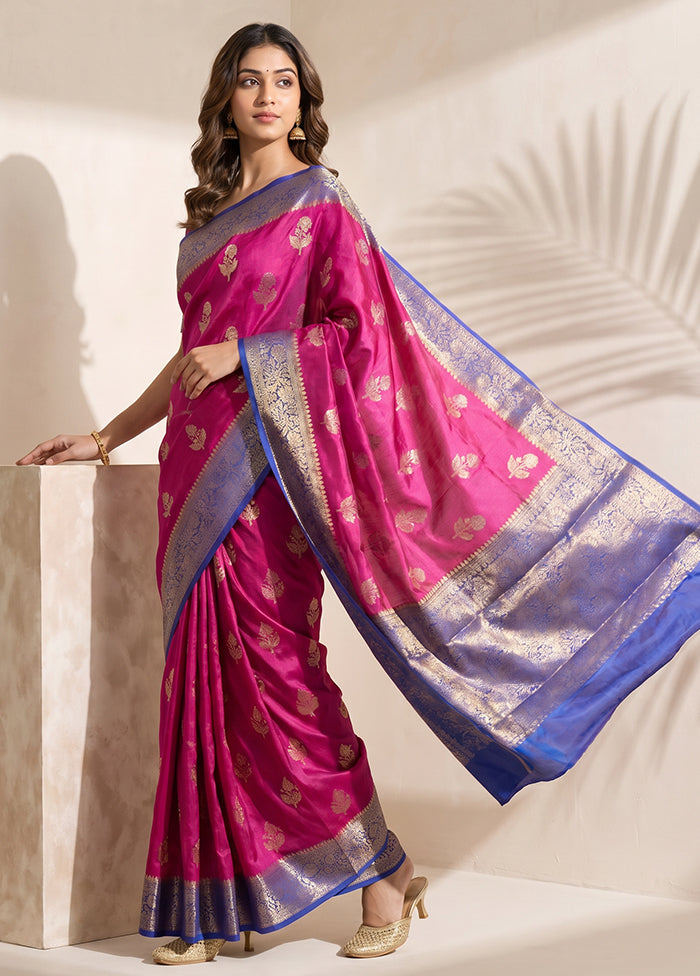 Purple Handloom Dupion Pure Silk Saree With Blouse Piece