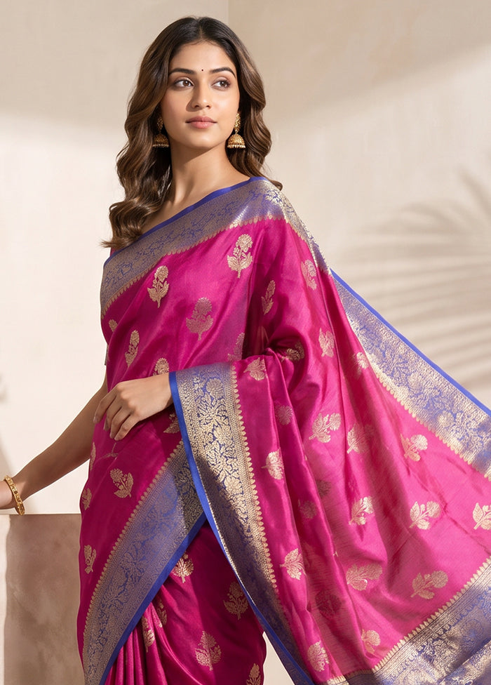 Purple Handloom Dupion Pure Silk Saree With Blouse Piece