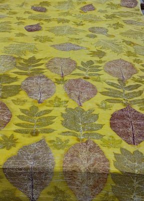 Yellow Printed Pure Silk Saree Without Blouse Piece
