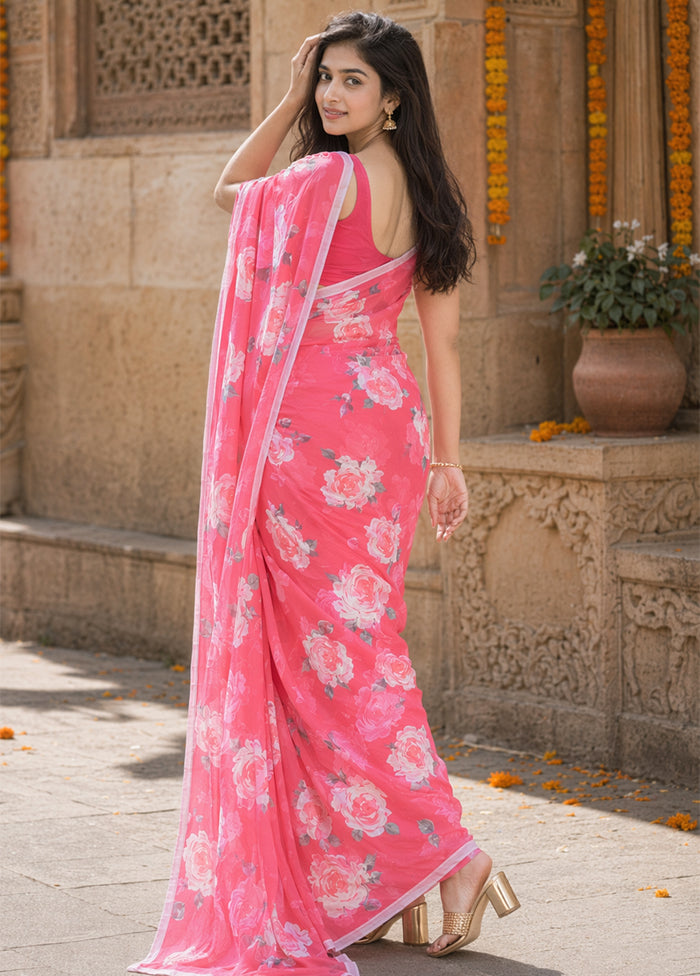 Red Handloom Chiffon Pure Silk Saree With Blouse Piece