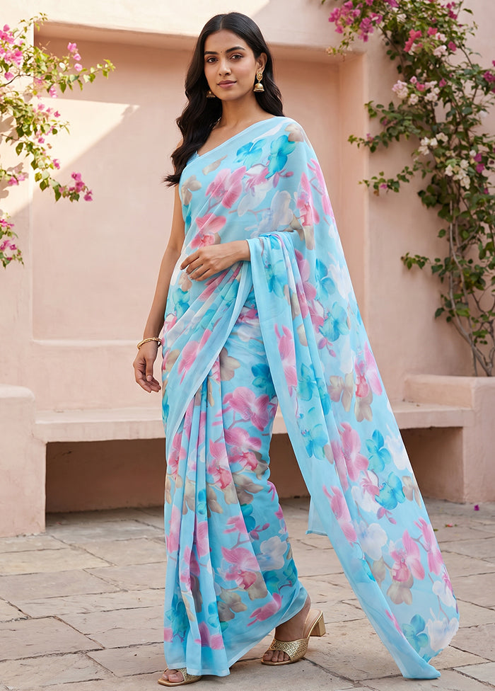 Green Handloom Chiffon Pure Silk Saree With Blouse Piece