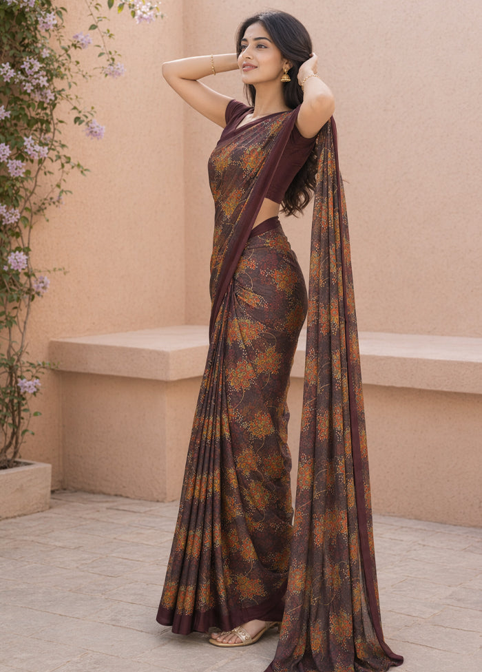 Maroon Handloom Chiffon Pure Silk Saree With Blouse Piece
