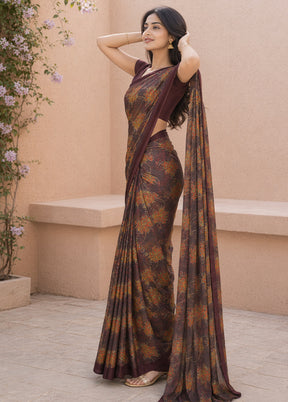 Maroon Handloom Chiffon Pure Silk Saree With Blouse Piece