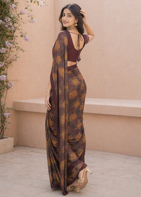 Maroon Handloom Chiffon Pure Silk Saree With Blouse Piece
