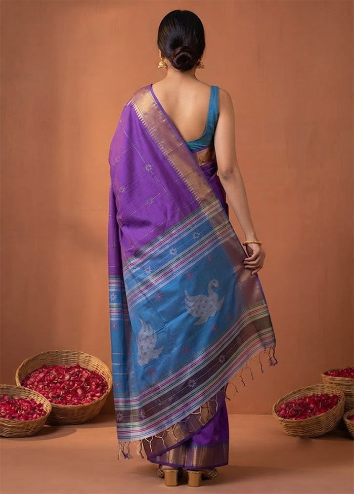 Multicolor kalakshetra Pure Silk Saree With Blouse Piece