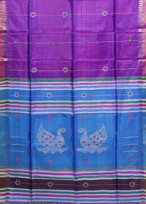 Multicolor kalakshetra Pure Silk Saree With Blouse Piece