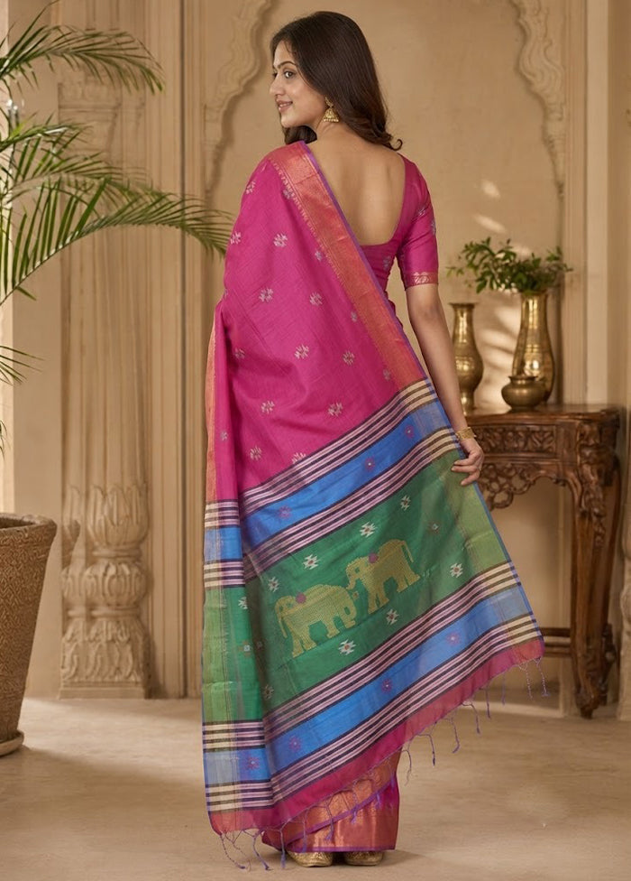 Multicolor kalakshetra Silk Saree With Blouse Piece