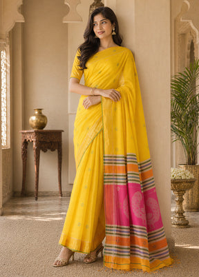 Multicolor kalakshetra Silk Saree With Blouse Piece