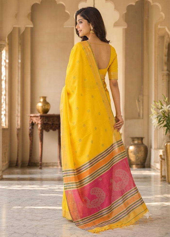 Multicolor kalakshetra Silk Saree With Blouse Piece