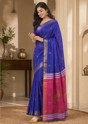 Multicolor kalakshetra Silk Saree With Blouse Piece