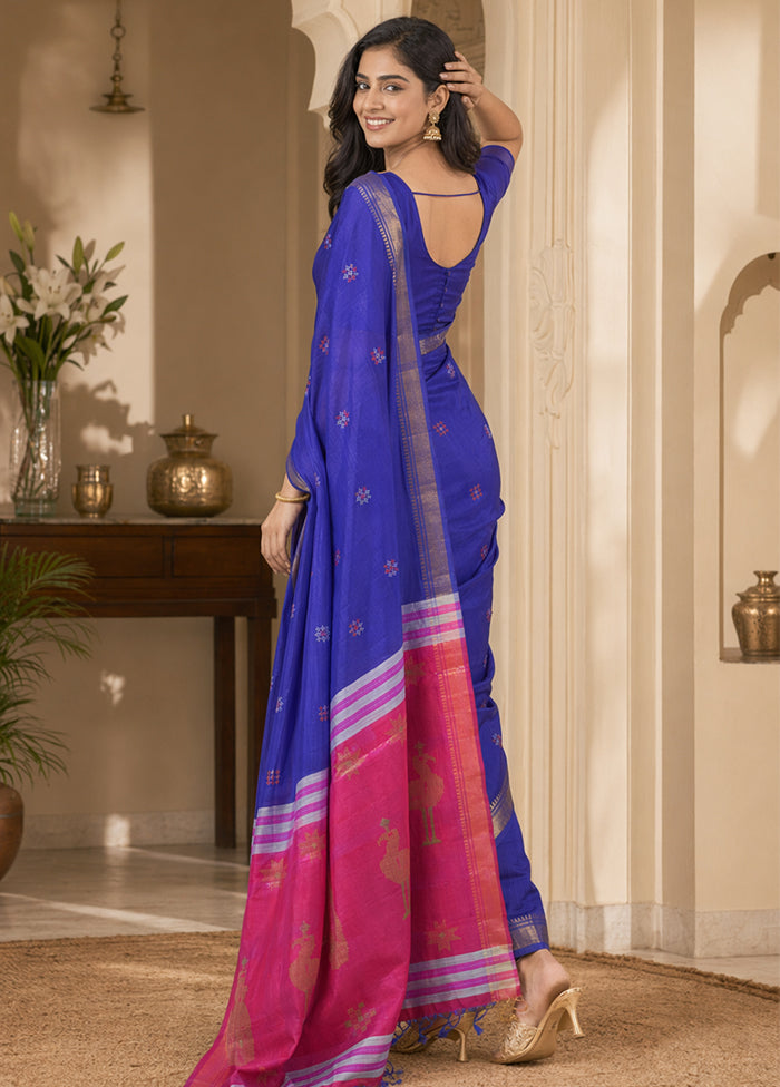 Multicolor kalakshetra Silk Saree With Blouse Piece