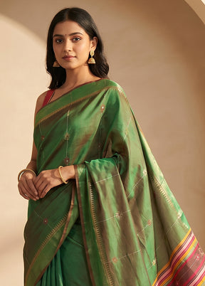 Multicolor kalakshetra Pure Silk Saree With Blouse Piece