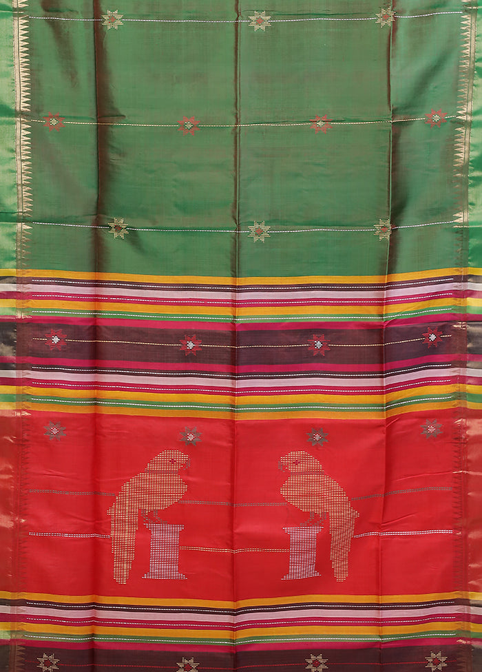 Multicolor kalakshetra Pure Silk Saree With Blouse Piece