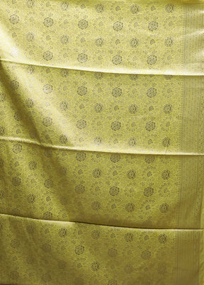 Yellow Dupion Silk Saree With Blouse Piece