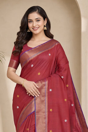 Multicolor kalakshetra Silk Saree With Blouse Piece