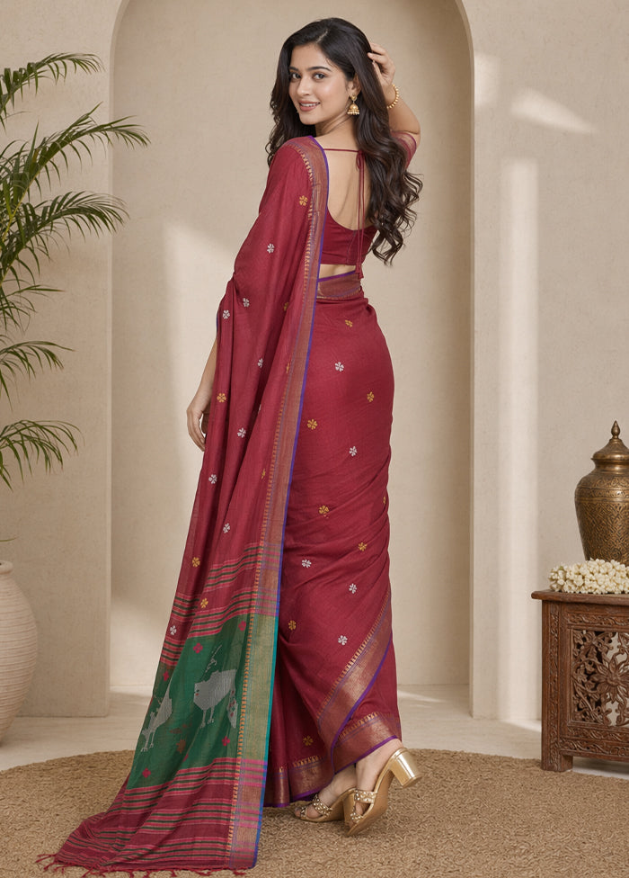 Multicolor kalakshetra Silk Saree With Blouse Piece