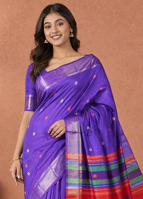 Multicolor kalakshetra Silk Saree With Blouse Piece