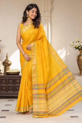 Multicolor kalakshetra Silk Saree With Blouse Piece