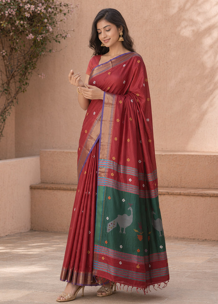 Multicolor kalakshetra Silk Saree With Blouse Piece