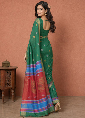 Multicolor kalakshetra Pure Silk Saree With Blouse Piece