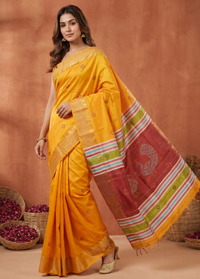 Multicolor kalakshetra Pure Silk Saree With Blouse Piece
