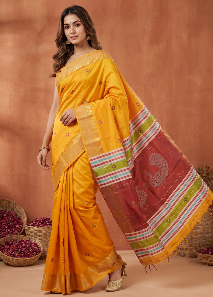 Multicolor kalakshetra Pure Silk Saree With Blouse Piece
