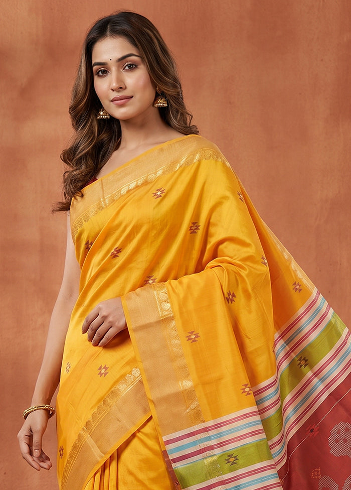 Multicolor kalakshetra Pure Silk Saree With Blouse Piece