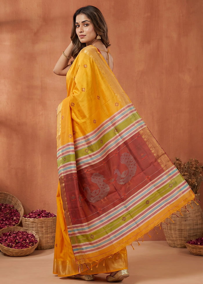 Multicolor kalakshetra Pure Silk Saree With Blouse Piece