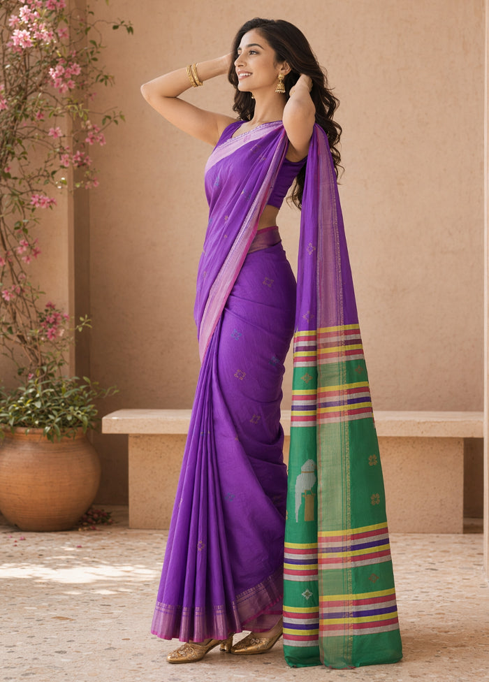 Multicolor kalakshetra Silk Saree With Blouse Piece