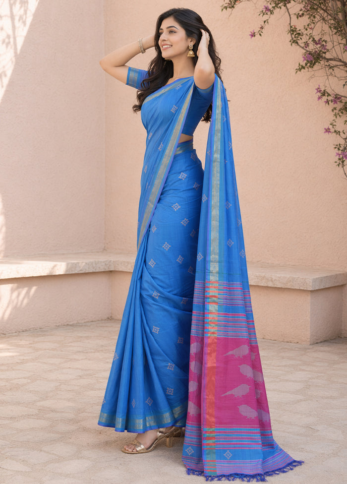 Multicolor kalakshetra Silk Saree With Blouse Piece
