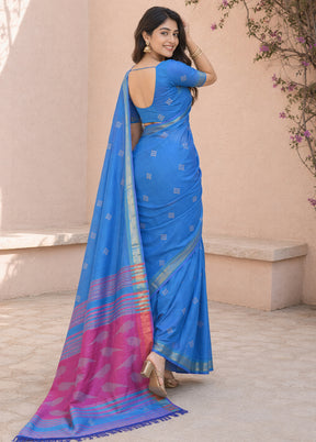 Multicolor kalakshetra Silk Saree With Blouse Piece