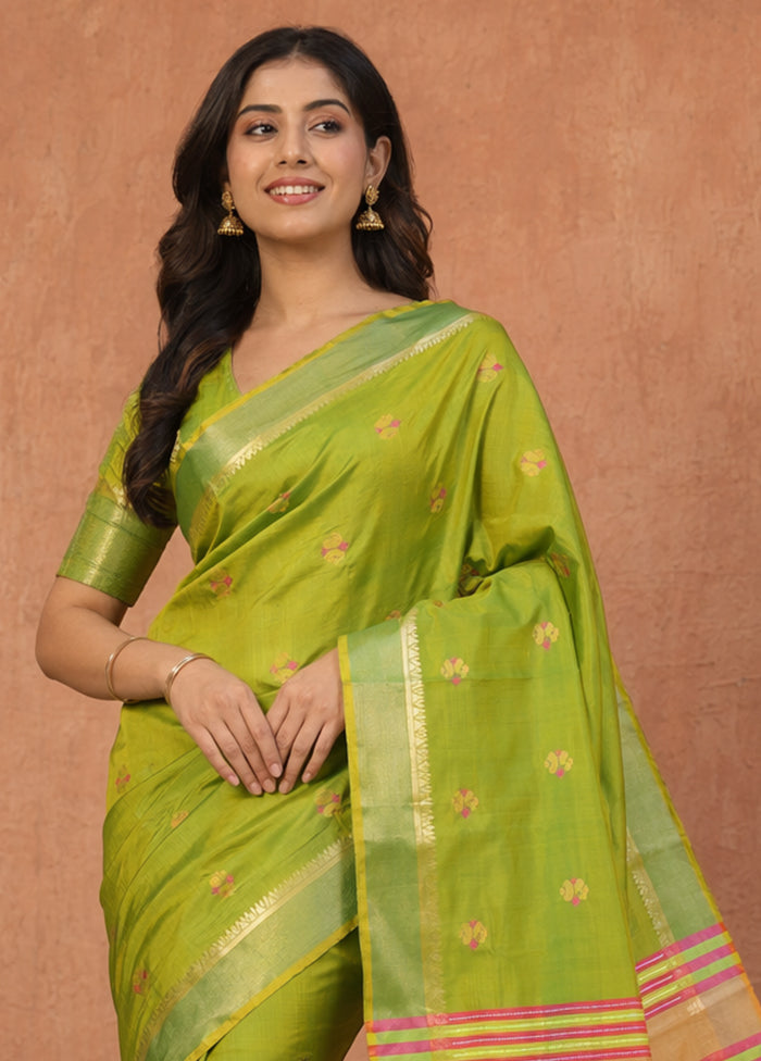 Multicolor kalakshetra Silk Saree With Blouse Piece