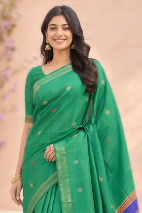Multicolor kalakshetra Silk Saree With Blouse Piece