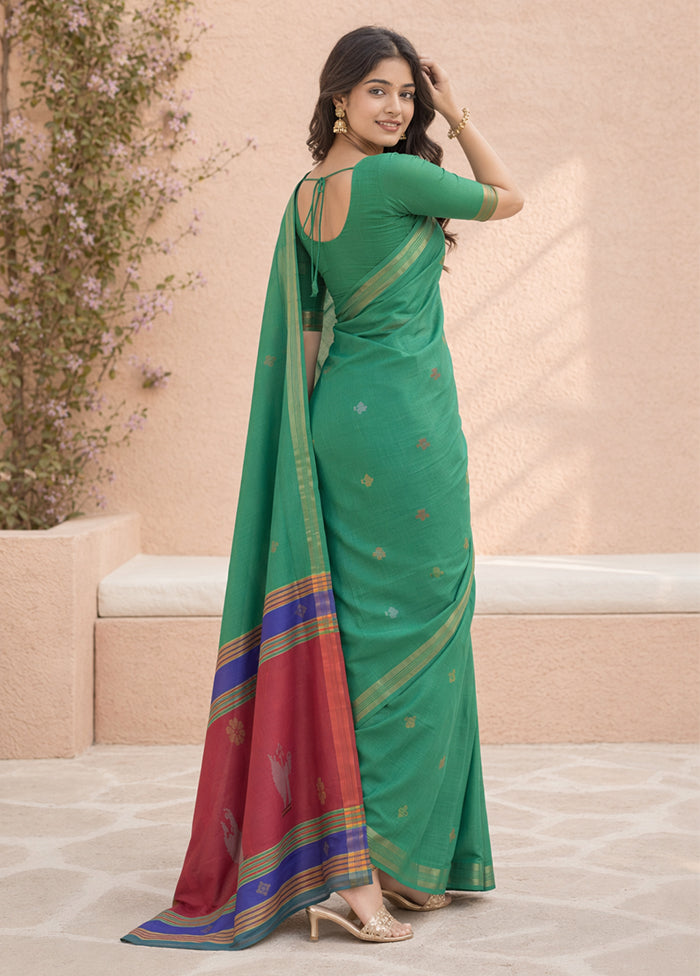 Multicolor kalakshetra Silk Saree With Blouse Piece
