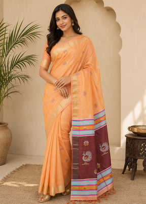 Multicolor kalakshetra Silk Saree With Blouse Piece