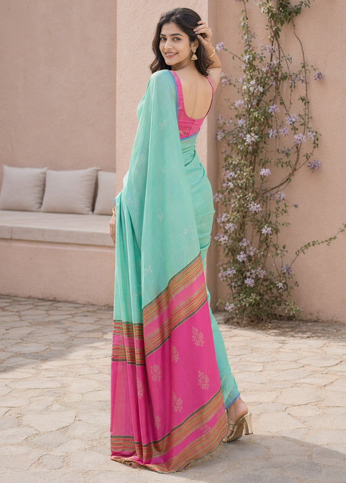 Multicolor kalakshetra Silk Saree With Blouse Piece