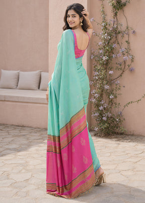 Multicolor kalakshetra Silk Saree With Blouse Piece