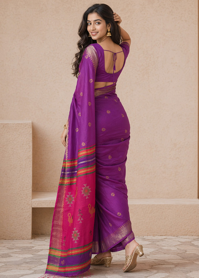 Multicolor kalakshetra Silk Saree With Blouse Piece