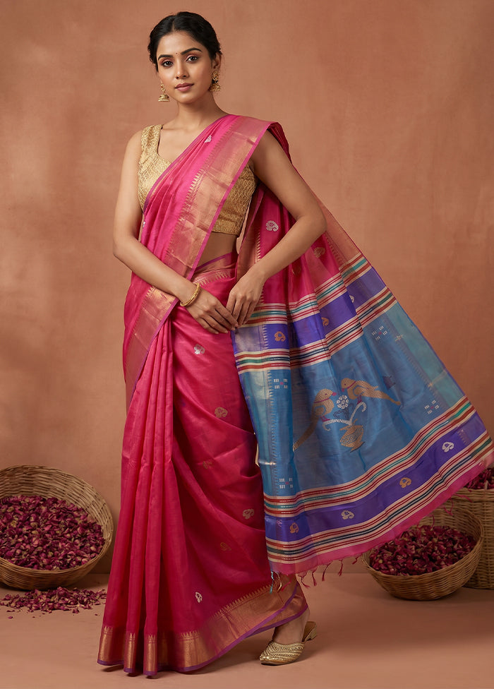 Multicolor kalakshetra Pure Silk Saree With Blouse Piece