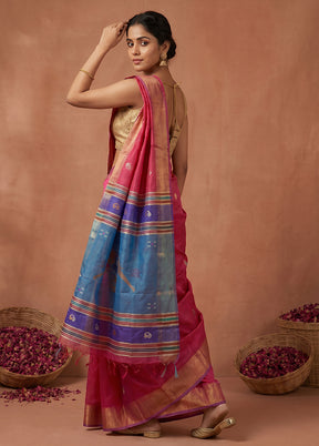 Multicolor kalakshetra Pure Silk Saree With Blouse Piece