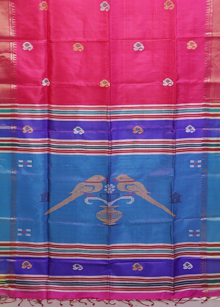 Multicolor kalakshetra Pure Silk Saree With Blouse Piece