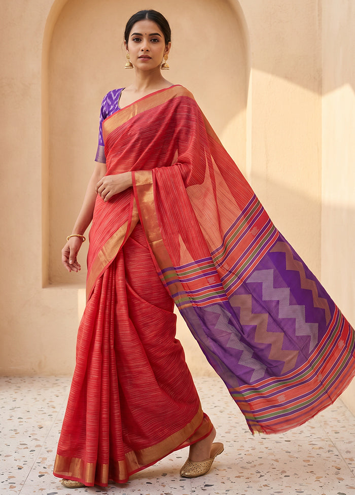 Multicolor kalakshetra Pure Silk Saree With Blouse Piece