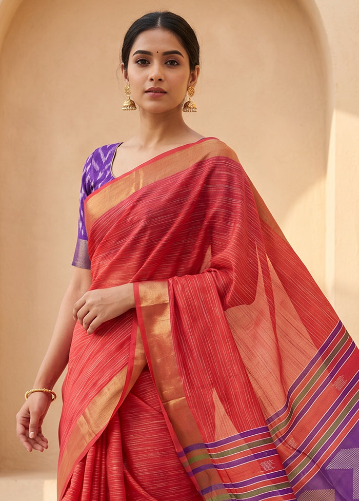 Multicolor kalakshetra Pure Silk Saree With Blouse Piece
