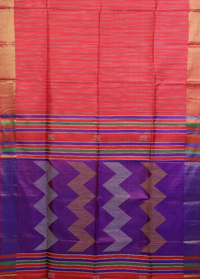 Multicolor kalakshetra Pure Silk Saree With Blouse Piece