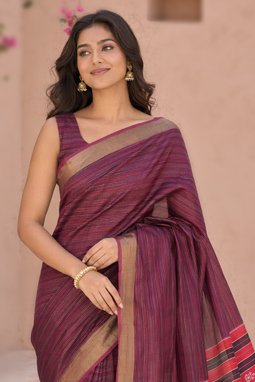 Multicolor kalakshetra Silk Saree With Blouse Piece