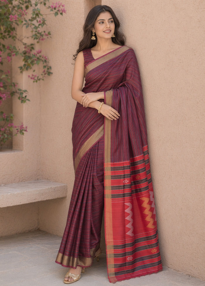 Multicolor kalakshetra Silk Saree With Blouse Piece