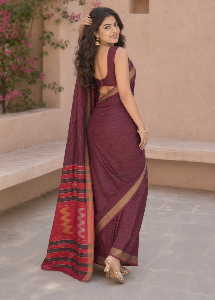 Multicolor kalakshetra Silk Saree With Blouse Piece