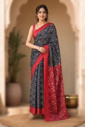 Multicolor kalakshetra Silk Saree With Blouse Piece