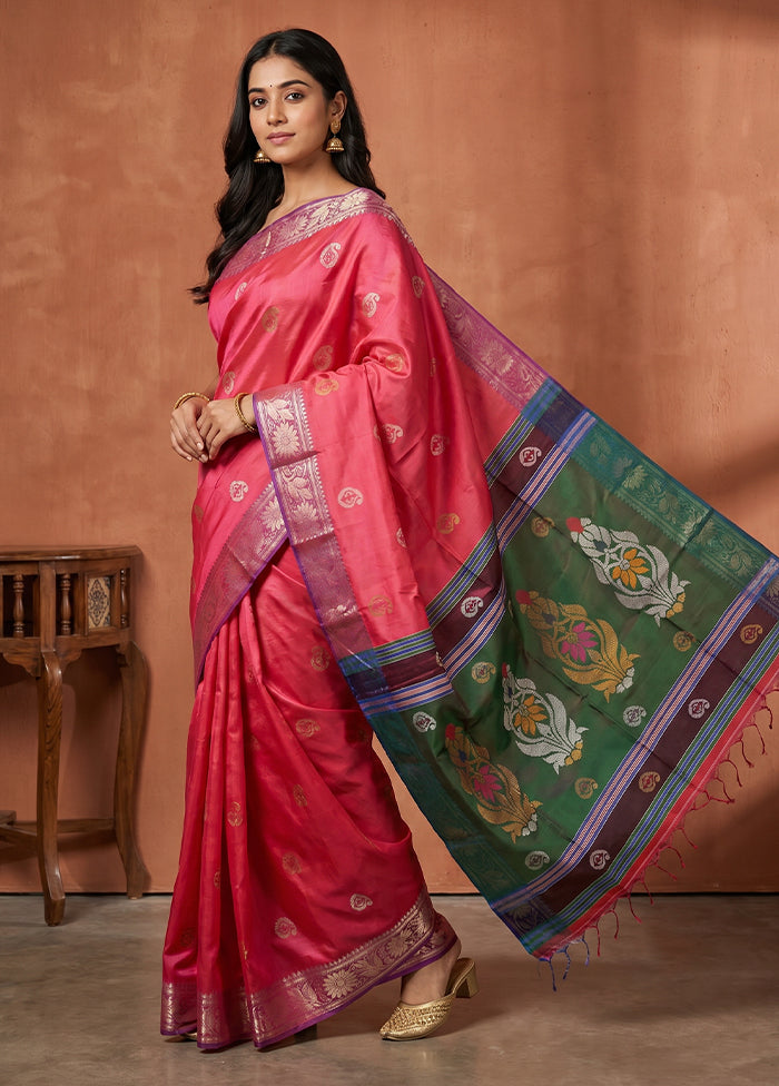 Multicolor kalakshetra Pure Silk Saree With Blouse Piece