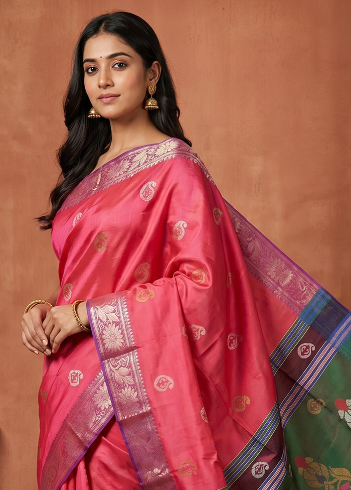 Multicolor kalakshetra Pure Silk Saree With Blouse Piece